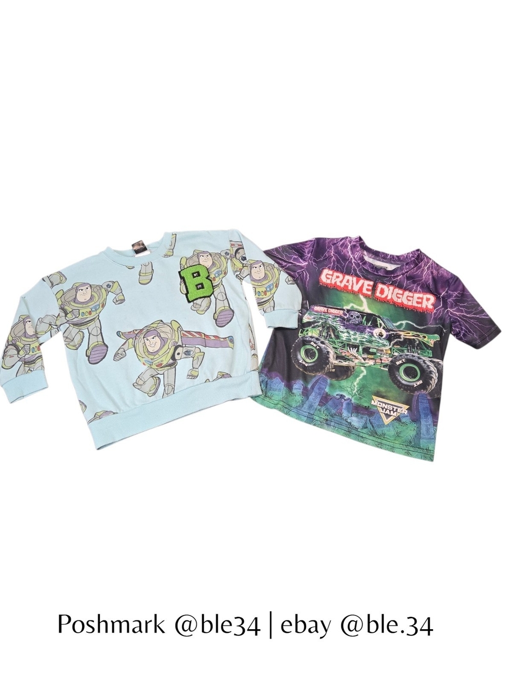 *SALE* LOT of 2 Disney/Pixar Buzz Lightyear Pullover + Monster Jam Grave Digger